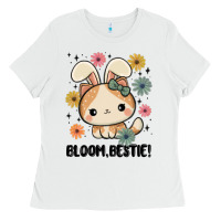 White bloom bestie cat Ladies Tee - MaliasSmallBusiness