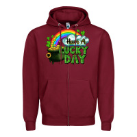 Burgundy Have a lucky day Zipper Hoodie - CowGirlArtShop