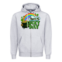 Heather Grey Have a lucky day Zipper Hoodie - CowGirlArtShop