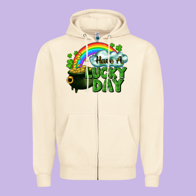 Have A Lucky Day Zipper Hoodie Designed By Cowgirlartshop