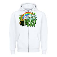 White Have a lucky day Zipper Hoodie - CowGirlArtShop