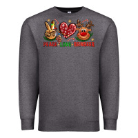 Charcoal Heather Peace Love Reindeer Christmas Premium Sweatshirt - BundleAndBundleShop
