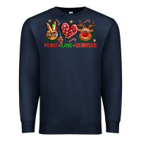 Navy Peace Love Reindeer Christmas Premium Sweatshirt - BundleAndBundleShop