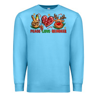 Ocean Blue Peace Love Reindeer Christmas Premium Sweatshirt - BundleAndBundleShop
