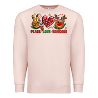Pale Pink Peace Love Reindeer Christmas Premium Sweatshirt - BundleAndBundleShop
