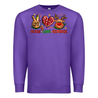 Purple Peace Love Reindeer Christmas Premium Sweatshirt - BundleAndBundleShop