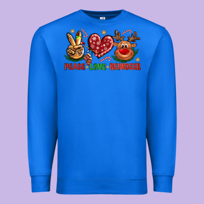 Peace Love Reindeer Christmas Premium Sweatshirt Designed By Bundleandbundleshop