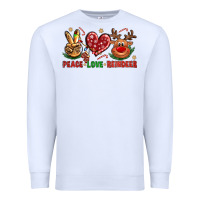 White Peace Love Reindeer Christmas Premium Sweatshirt - BundleAndBundleShop