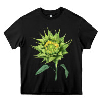 Black sun fill green green sunflower Heavy Core Tee - LillyAllenDesigns