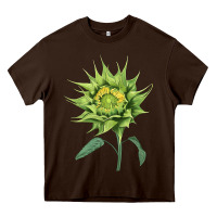 Chocolate Brown sun fill green green sunflower Heavy Core Tee - LillyAllenDesigns