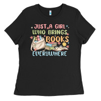 Black just a girl who brings books everywhere Ladies Tee - MaliasSmallBusiness