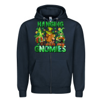 Navy St. Patrick's Day gnomes Zipper Hoodie - CowGirlArtShop