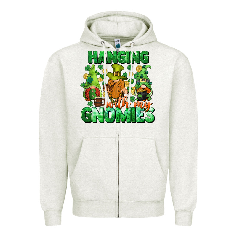 St. Patrick's Day Gnomes Zipper Hoodie by CowGirlArtShop | Teevron