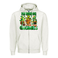 Oatmeal Heather St. Patrick's Day gnomes Zipper Hoodie - CowGirlArtShop