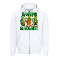 White St. Patrick's Day gnomes Zipper Hoodie - CowGirlArtShop