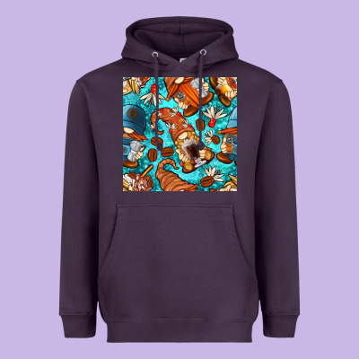 Coffee And Barista Gnomes With Glitter Seamless Pattern Bbs Heavyweight Hoodie Designed By Bundleandbundleshop