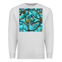 Dove Grey Lake Babe And Fish With Camouflage Seamless Pattern Premium Sweatshirt - BundleAndBundleShop