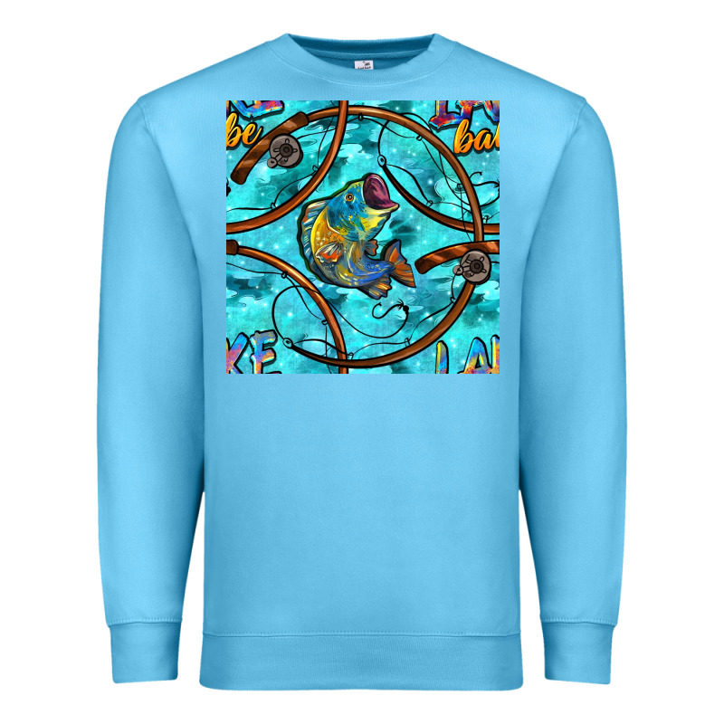Lake Babe And Fish With Camouflage Seamless Pattern Premium Sweatshirt by BundleAndBundleShop | Teevron