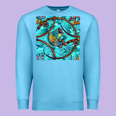 Lake Babe And Fish With Camouflage Seamless Pattern Premium Sweatshirt Designed By Bundleandbundleshop