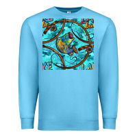 Ocean Blue Lake Babe And Fish With Camouflage Seamless Pattern Premium Sweatshirt - BundleAndBundleShop