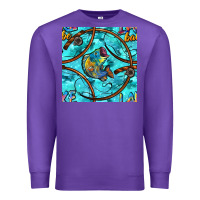 Purple Lake Babe And Fish With Camouflage Seamless Pattern Premium Sweatshirt - BundleAndBundleShop