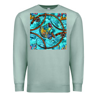 Seafoam Lake Babe And Fish With Camouflage Seamless Pattern Premium Sweatshirt - BundleAndBundleShop