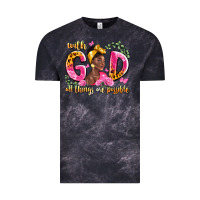 Cloud Black with god all things are possible black woman Vintage Tee - LillyAllenDesigns