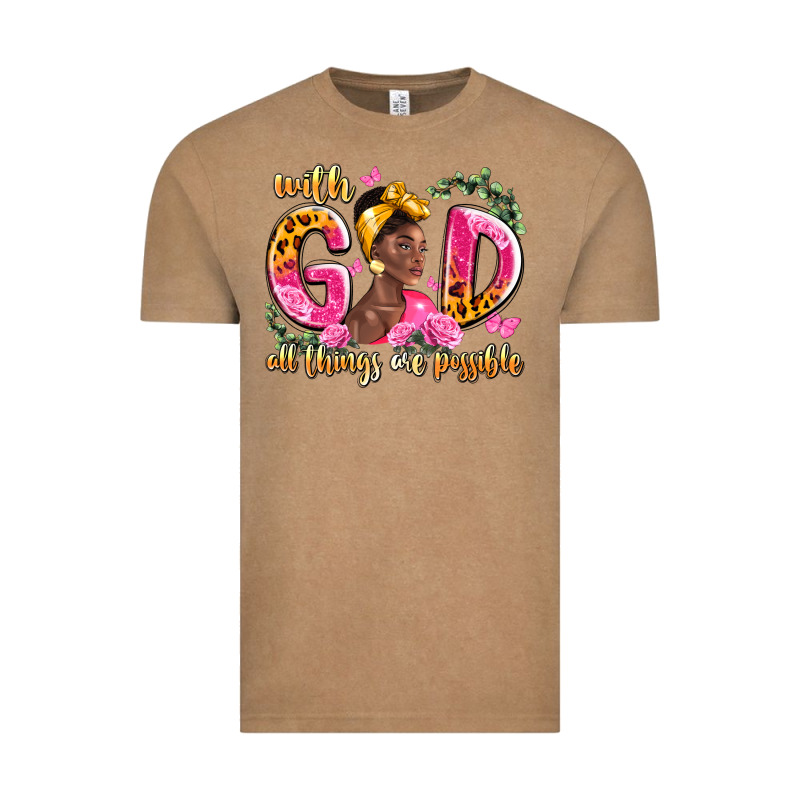 With God All Things Are Possible Black Woman Vintage Tee by LillyAllenDesigns | Teevron
