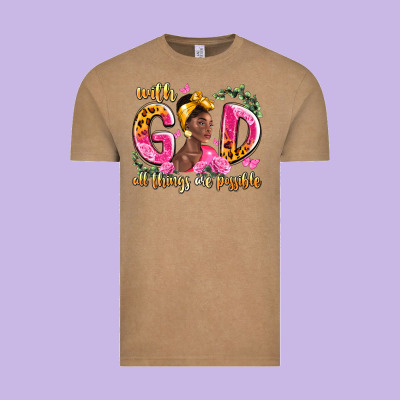 With God All Things Are Possible Black Woman Vintage Tee Designed By Lillyallendesigns