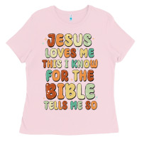 Bubblegum Pink jesus loves me this i know for the bible tells me Ladies Tee - MaliasSmallBusiness
