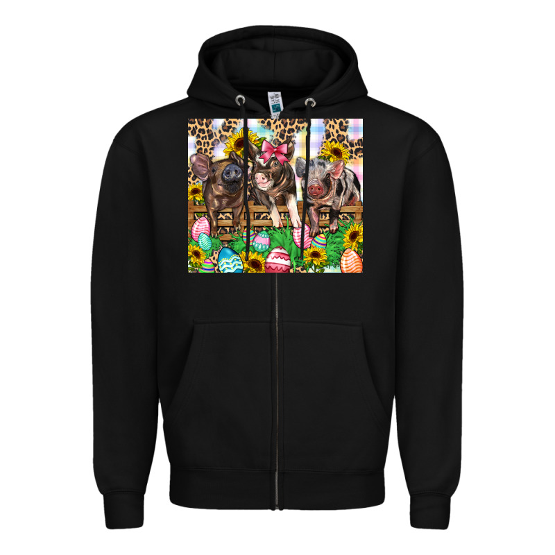 Easter Farm Animals Happy Easter Day Zipper Hoodie by CowGirlArtShop | Teevron