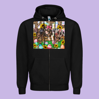 Easter Farm Animals Happy Easter Day Zipper Hoodie Designed By Cowgirlartshop