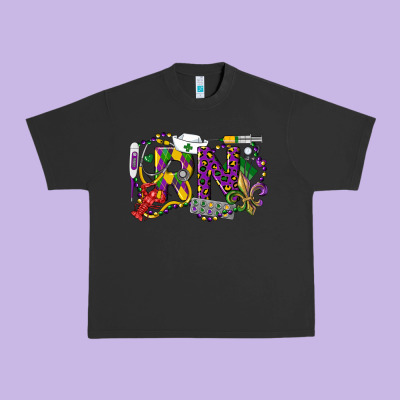 Rn Registered Nurse Mardi Gras Urban Heavy Tee Designed By Lillyallendesigns