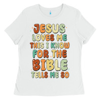 White jesus loves me this i know for the bible tells me Ladies Tee - MaliasSmallBusiness