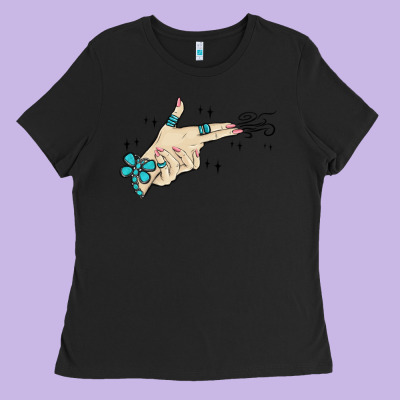 Western Turquoise Gun Hand Ladies Tee Designed By Maliassmallbusiness