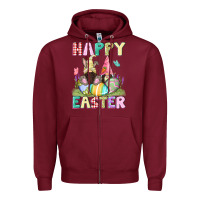 Burgundy Happy Easter gnomies Easter Day Zipper Hoodie - CowGirlArtShop