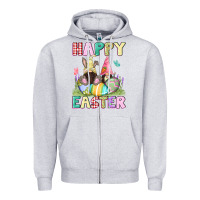 Heather Grey Happy Easter gnomies Easter Day Zipper Hoodie - CowGirlArtShop