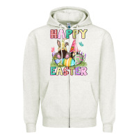 Oatmeal Heather Happy Easter gnomies Easter Day Zipper Hoodie - CowGirlArtShop