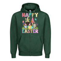 Sports Green Happy Easter gnomies Easter Day Zipper Hoodie - CowGirlArtShop