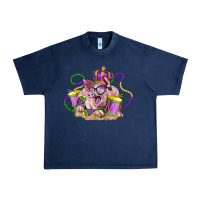 Navy Mardi Gras pig Urban Heavy Tee - LillyAllenDesigns
