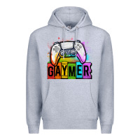 Heather Grey gaymer lgbtq gaming Premium Hoodie - OliviaCreatesArt