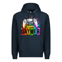 Navy gaymer lgbtq gaming Premium Hoodie - OliviaCreatesArt