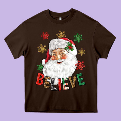 Believe Christmas Heavy Core Tee Designed By Nancycooperartshop