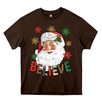 Chocolate Brown Believe Christmas Heavy Core Tee - NancyCooperArtShop