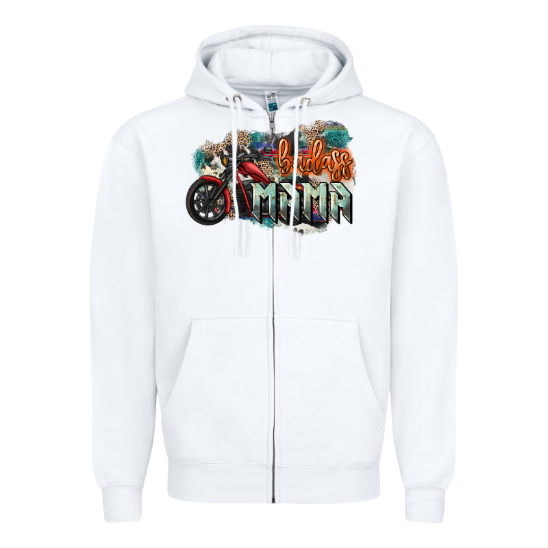 Badass Mama Motorcycle Mother's Day Zipper Hoodie by HowdyJamesFarm | Teevron