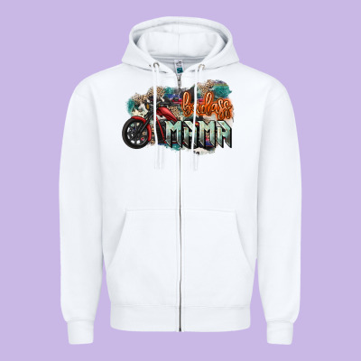 Badass Mama Motorcycle Mother's Day Zipper Hoodie Designed By Howdyjamesfarm