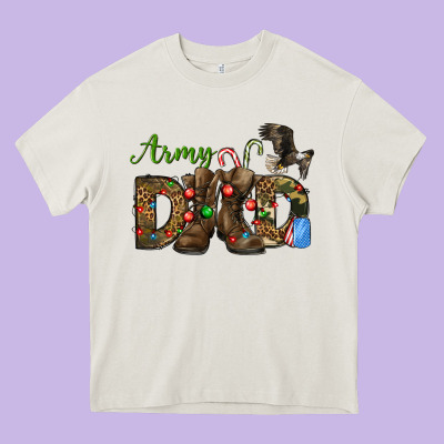 Christmas Army Dad Heavy Core Tee Designed By Nancycooperartshop