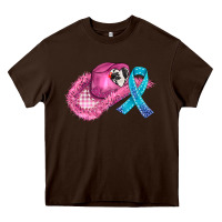 Chocolate Brown cowboy hat and cancer ribbon Heavy Core Tee - AdoDesignShop
