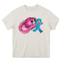 Cream cowboy hat and cancer ribbon Heavy Core Tee - AdoDesignShop