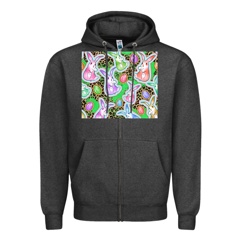 Easter Bunny And Egg Zipper Hoodie by CowGirlArtShop | Teevron